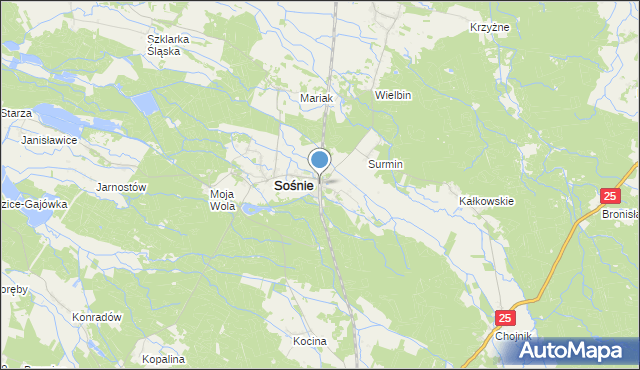 mapa Sośnie Ostrowskie, Sośnie Ostrowskie na mapie Targeo